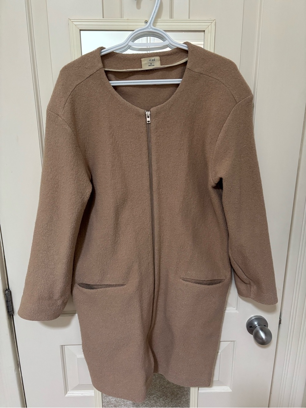 Aritzia Women's Camel/Taupe Zip-Front Coat